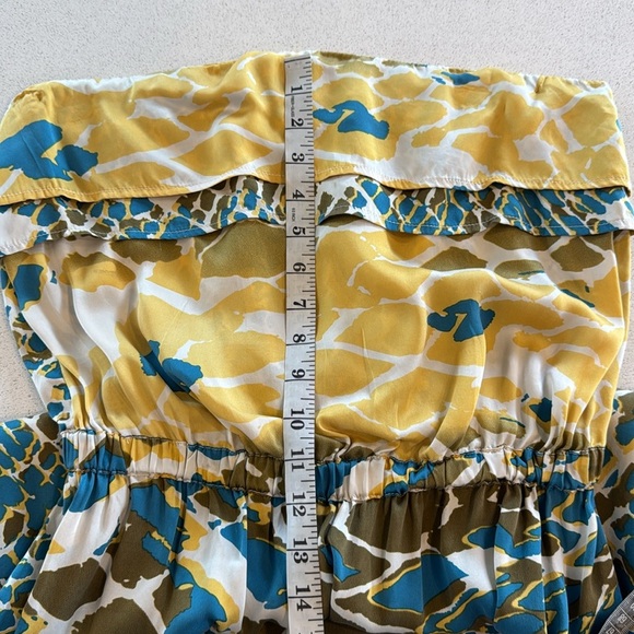 Postella Strapless Summer 100% Silk Dress – Size L, Yellow Multicolor - Picture 9 of 10
